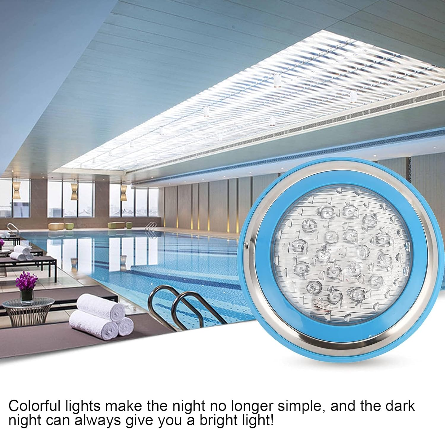 Pool Light Underwater LED Light,Led Swimming Pool Light, Stainless Steel IP68 Waterproof Underwater Wall Lamp for Pool,Swimming Pool Light,Ac12V (54W) image number 5