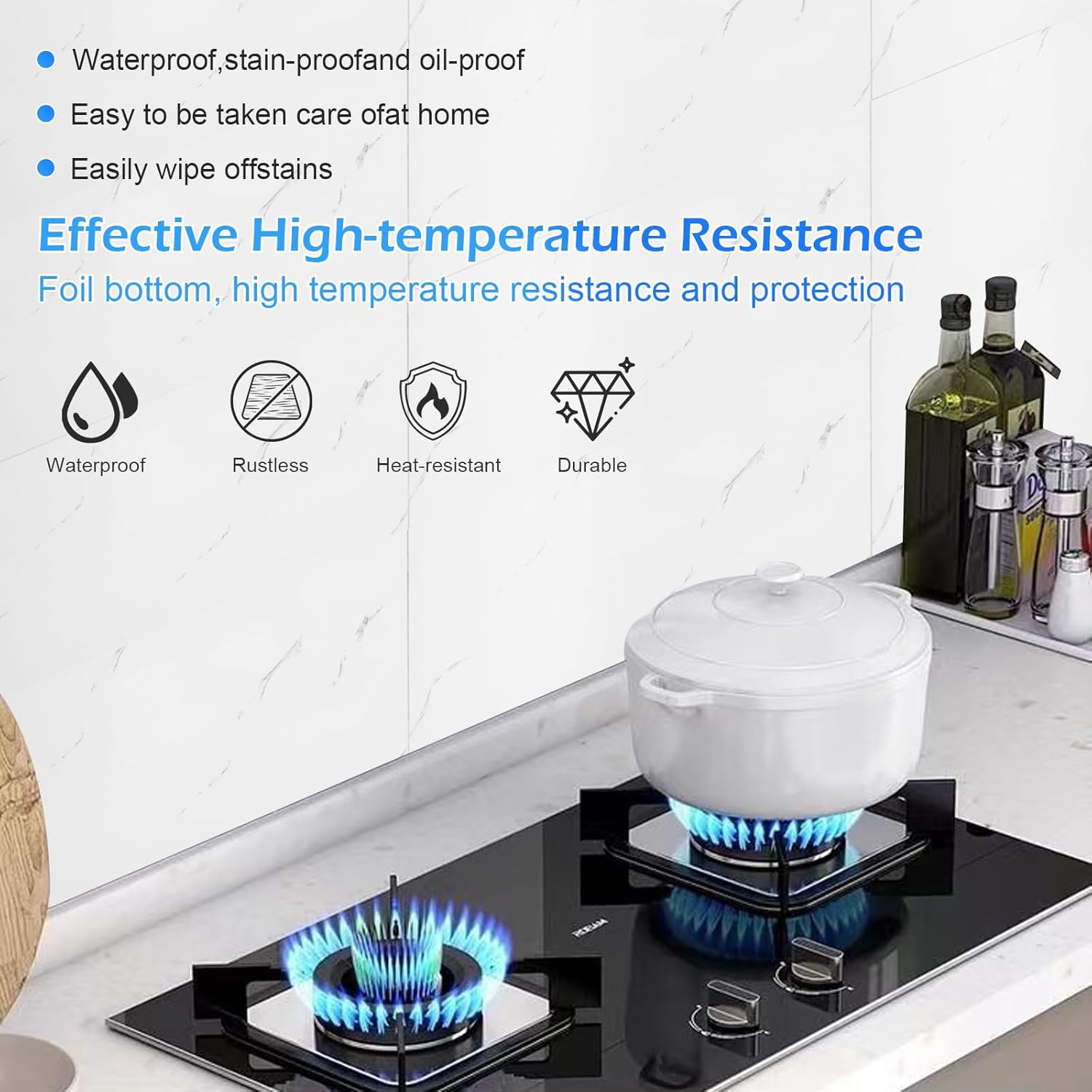 Faux Marble Tile Stickers, 10PCS 30 * 60/40 * 80Cm Modern Self-Adhesive Kitchen Backsplash, Waterproof Decorative Wall Tiles for Bathroom (#9, 30 * 60Cm) - 1 image number 3