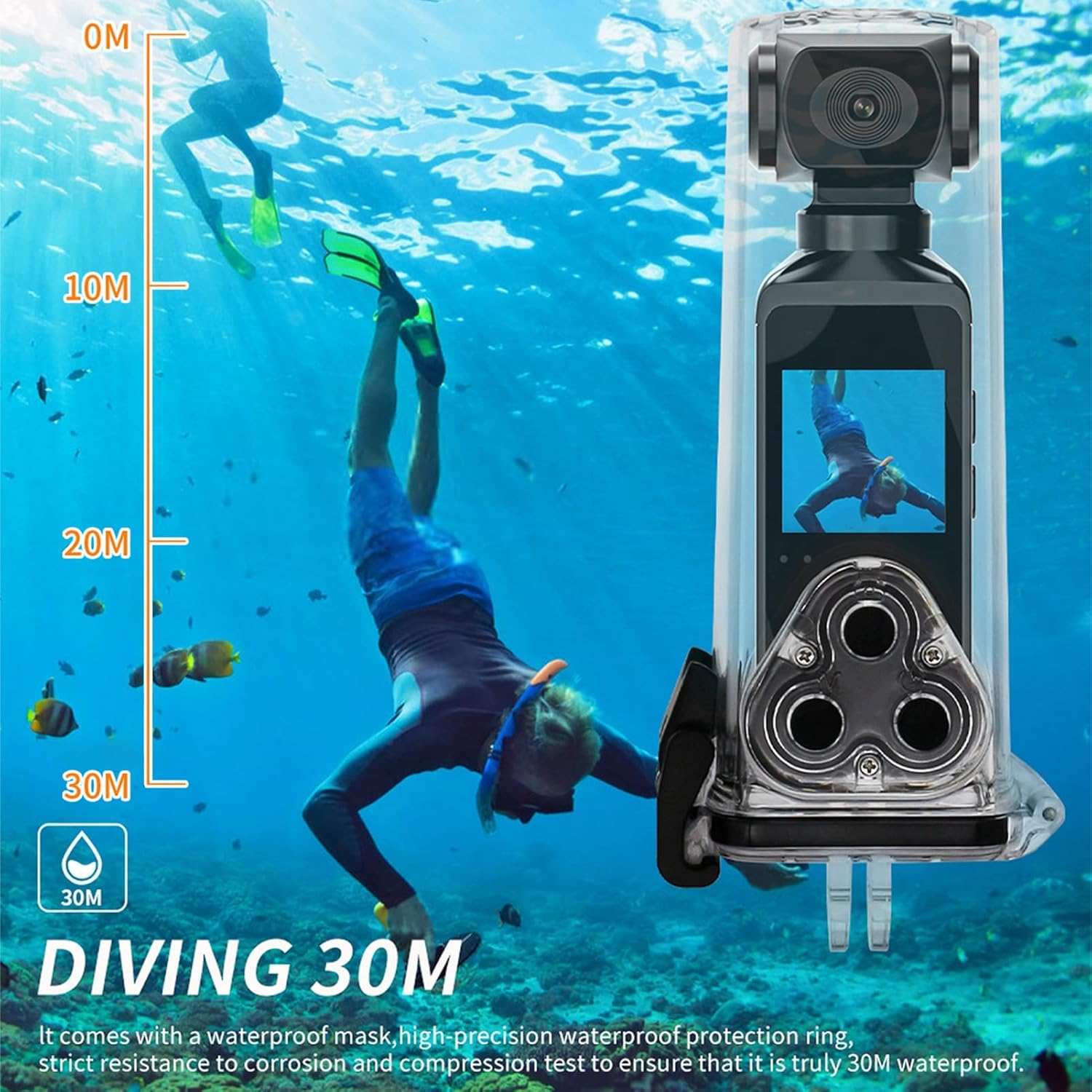 Body Camera, 4K HD Pocket Camera Body Cam 270&deg; Rotatable anti Shaking with Mic Clip and Waterproof Shell for Outdoor Riding Diving image number 2