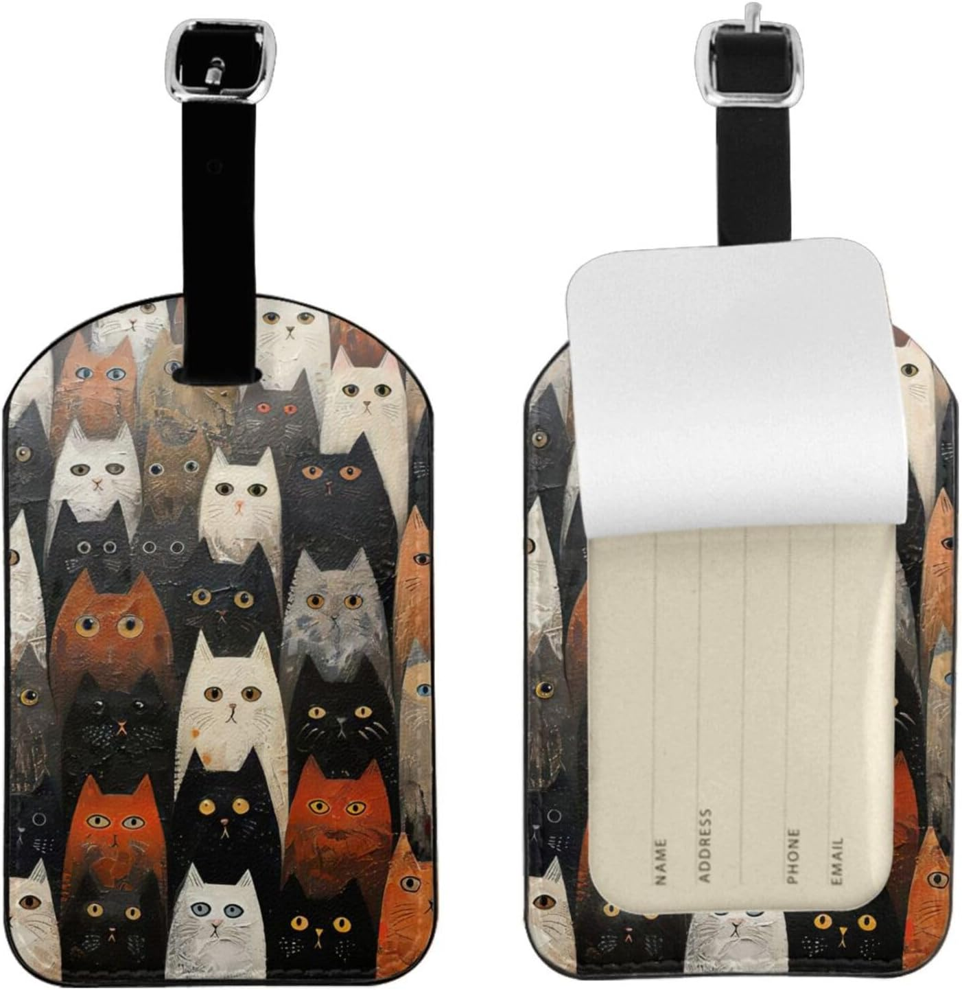 Cat Print Elegant Tag Stylish Tag Luggage Tag 4.3 X 2.76 Inch for Suitcases Travel Bags image number 5