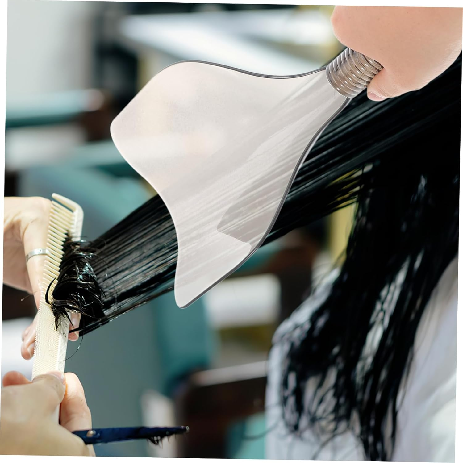 AUTSUPPL 2Pcs Hair Coloring Masks with Handle and Black Barber Salon Haircut Covers for Hairdressing and Makeup Protection image number 2