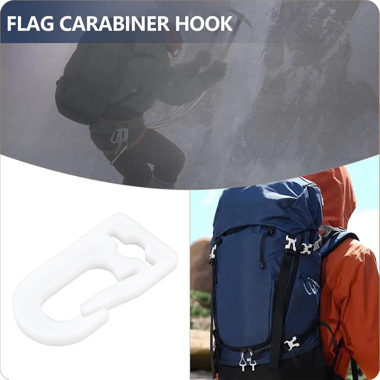 20Pcs White Plastic Carabiner Hook Flag Hooks Plastic Flag Pole Clip Snap Suitable for Flagpole Flags within 18Mm Width Accessories Tool image number 6