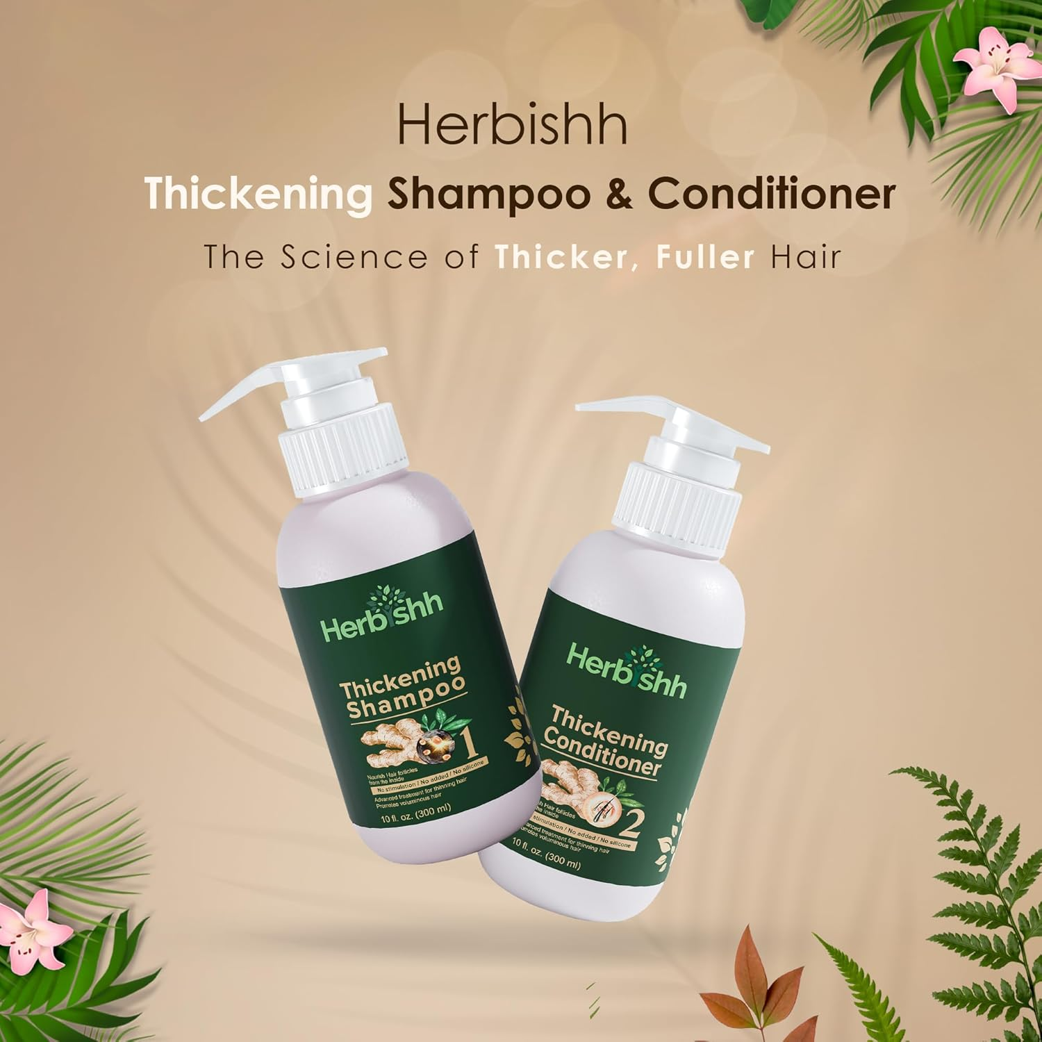 Herbishh anti Hair Loss Ginger Extract Thickening Shampoo & Hair Conditioner for Hair Fall Control & Hair Growth | Suitable for All Type Hair | Sulphates & Parabens Free image number 4