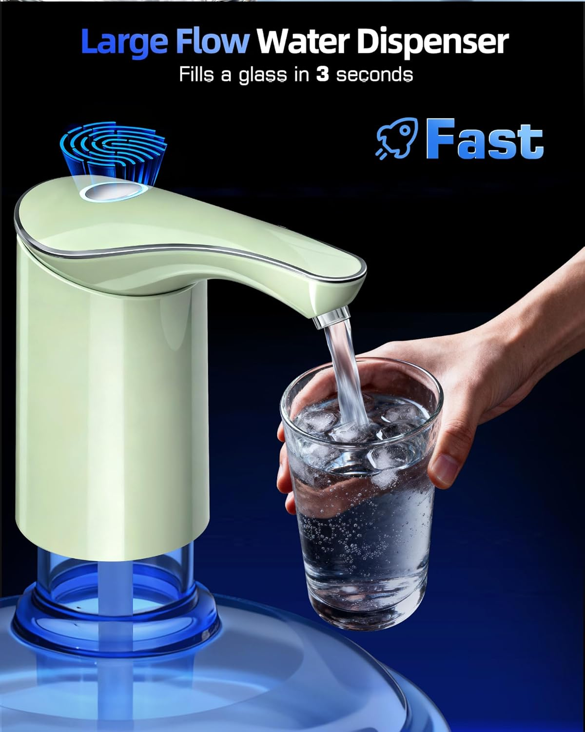 Electric Water Bottle Dispenser for 3-5 Gallon Jug, Automatic USB-C Water Jug Dispenser, Portable Upgraded Submersible Water Pump,High-Power & Silent Operation for Camping Home Office Bedroom (Yellow) image number 3