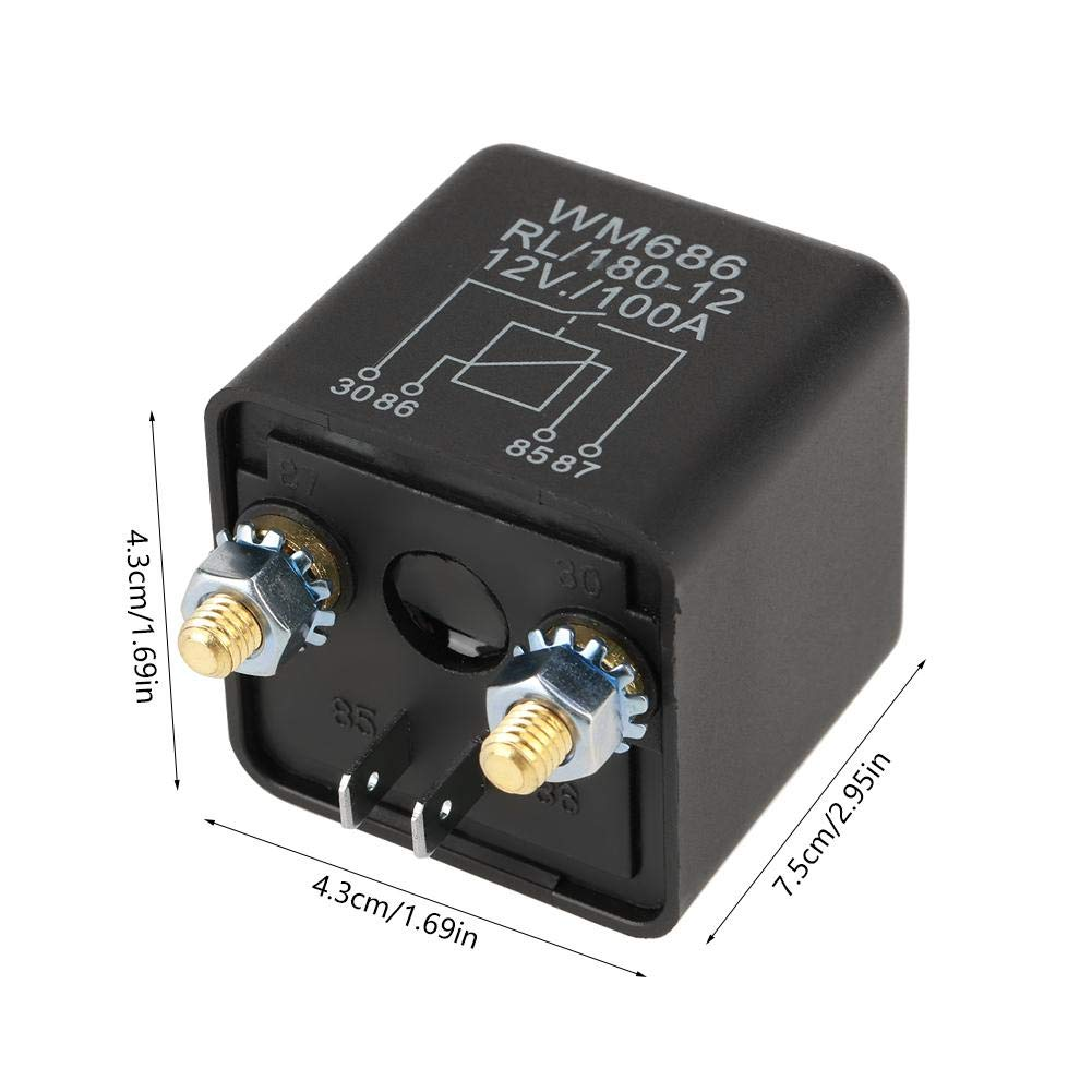 Heavy Duty Car Starter Relay DC 12V 100A Normal Open Car Relay Electrical Relays Switch - Dustproof Design & 4-Pin Relay Type for Control Battery On/Off image number 2