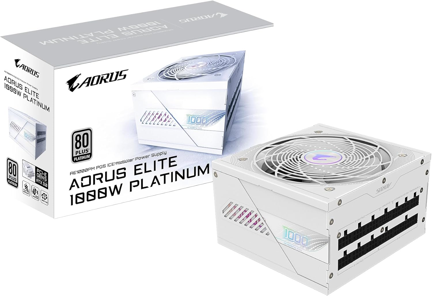 GIGABYTE AORUS Elite P1000W Ice Power Supply - Pcie 5.0, 80 plus Platinum, Fully Modular Design, 120Mm Fan, ATX 3.0 Compatible, EU Plug image number 5