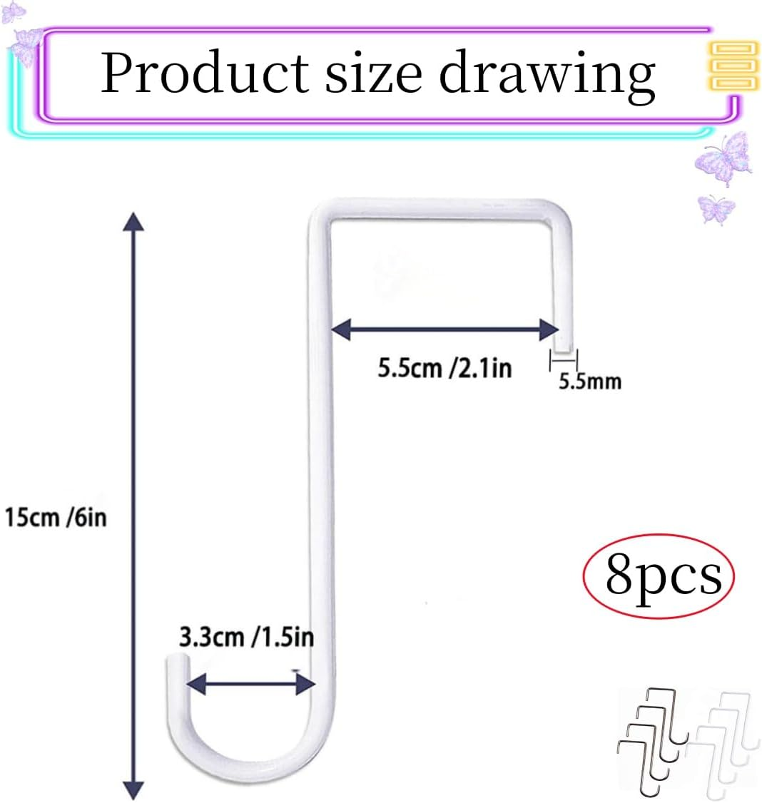 8 Pcs over the Door Hooks,Heavy Duty over Door Hooks Stainless Steel Plant Hanger Garden Hanging Brackets，Shoe Bag, Hats, Plants, Planters, Bird Feeders image number 2