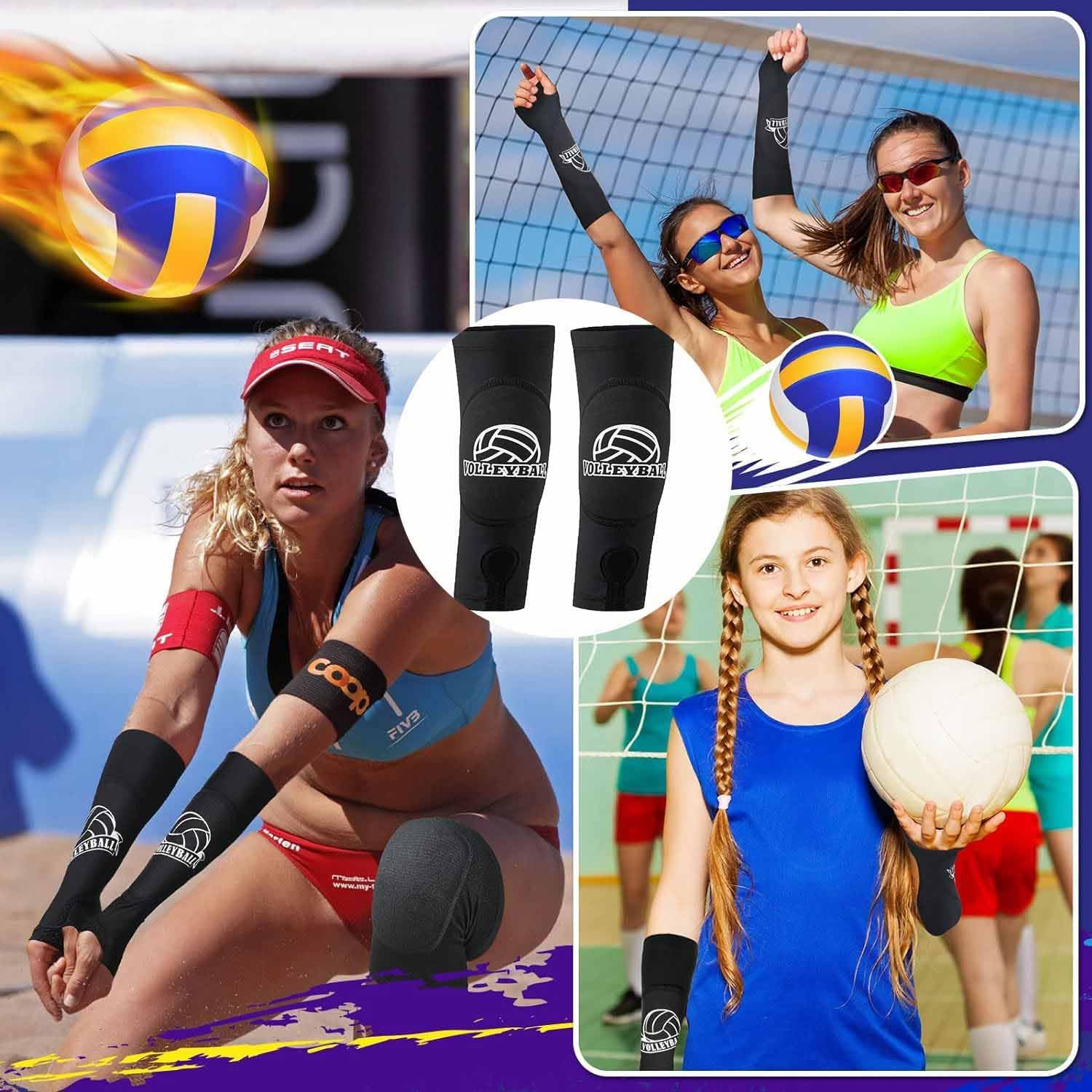 2 Pcsthick Volleyball Arm Sleeves, Passing Forearm Arm Sleeves with Protective Pads Training for Volleyball Baseball Training Women Men（Black, Gray） image number 3