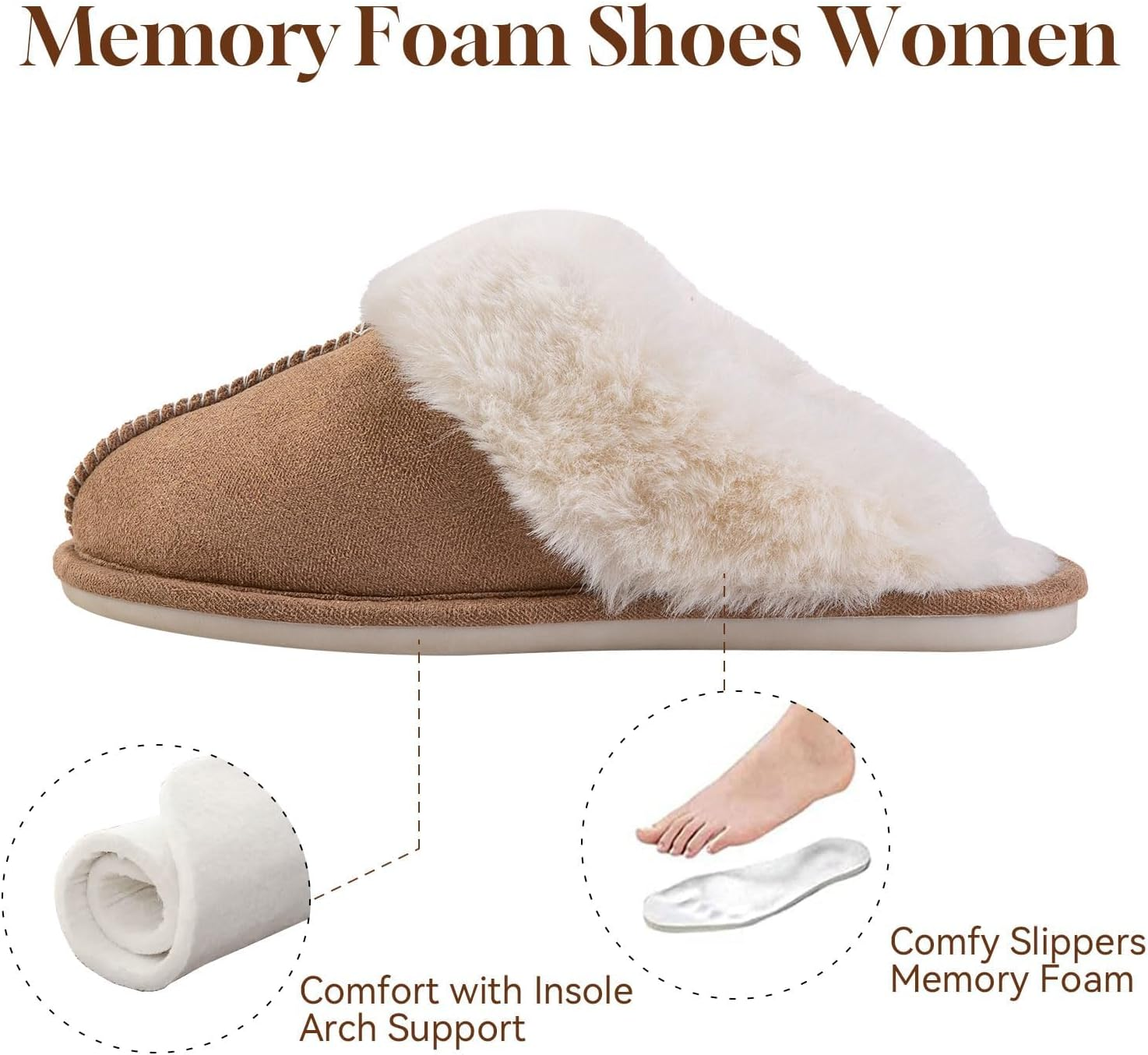 PGB Women'S Fuzzy Memory Foam Slippers - Fluffy Winter House Slippers - Indoor/Outdoor - Adult Women'S Shoes image number 7