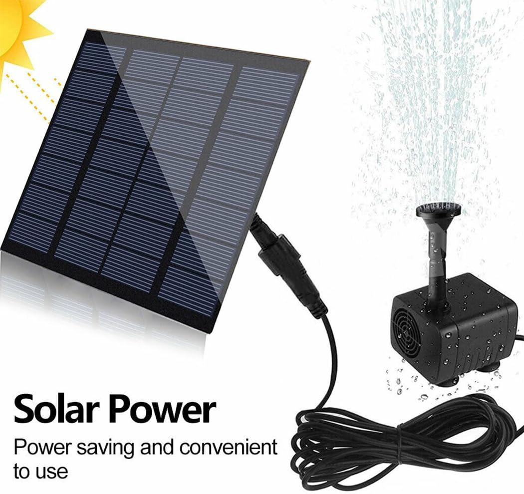 1.8W Solar Powered Water Feature Pump Garden Pool Pond Fish Aquarium Fountain& Filter with 4 Nozzles, 180L/H Flow 100Cm Lift for Ponds & Garden Decor image number 5