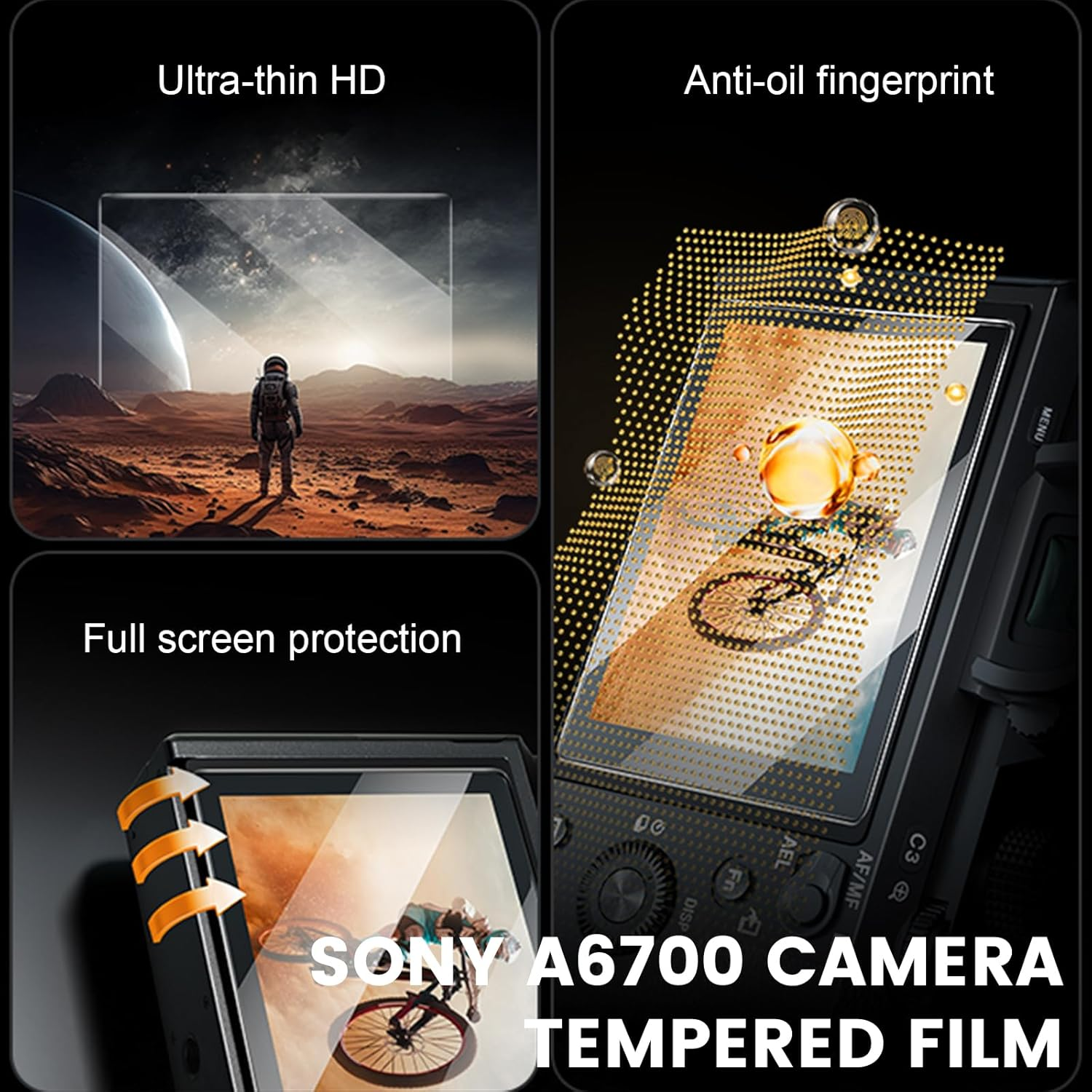 Pack of 3 Camera Tempered Film, Compatible Screen Protector for Sony Alpha A6700 Camera, Protective Glass Film, HD Clear Screen Protector image number 4
