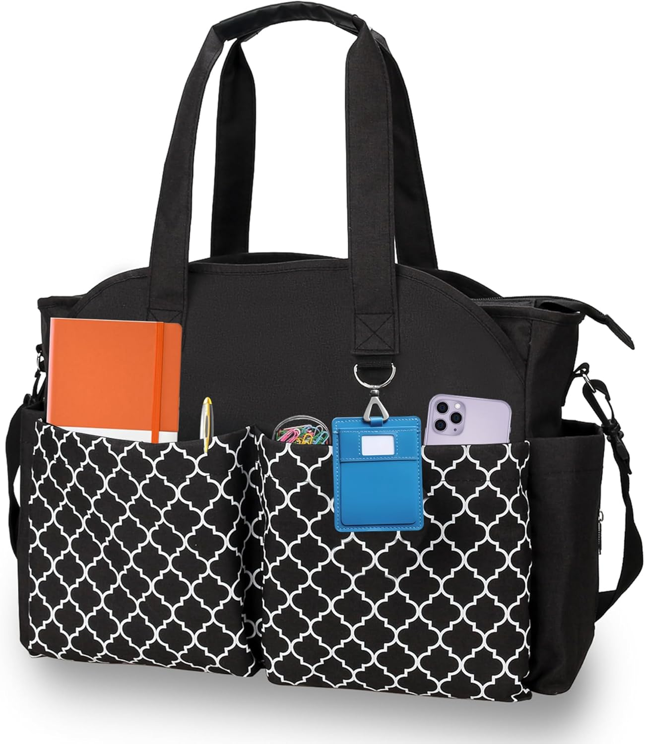 Horsande Women'S Teacher Bag, Work Bag, Women'S Office, Teacher Bag Large with Laptop Compartment, School Bag for Teacher, Work Bag for School, Black