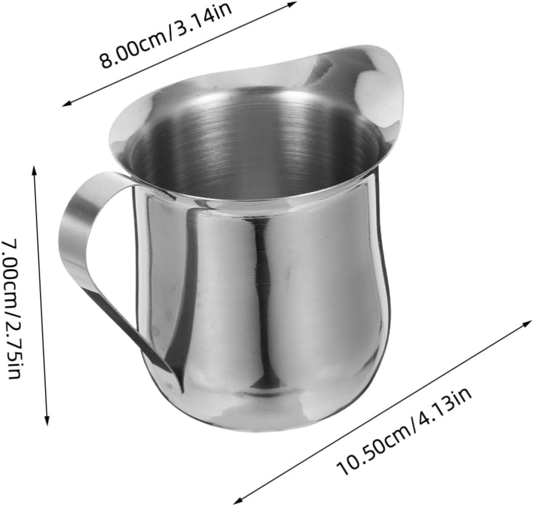 3Pcs Stainless Steel Milk Frother Cup Set 240Ml Small Milk Steaming Pitchers for Espresso Coffee Brewing and Frothing at Home or Caf&eacute; Use image number 6
