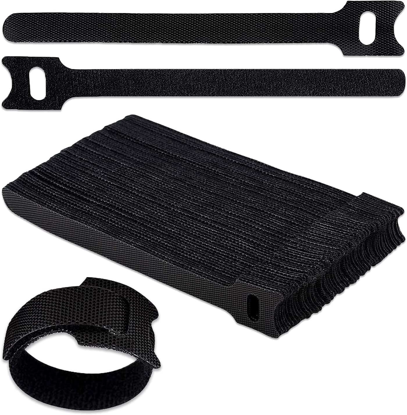 Jdox 60Pcs 6 Inch Reusable Fastening Cable Ties, Nylon Adjustable Tie Wrap, Releasable Cable Management Organizer Ties (150Mm X 12Mm, Black) (100 Pieces, Black) image number 3