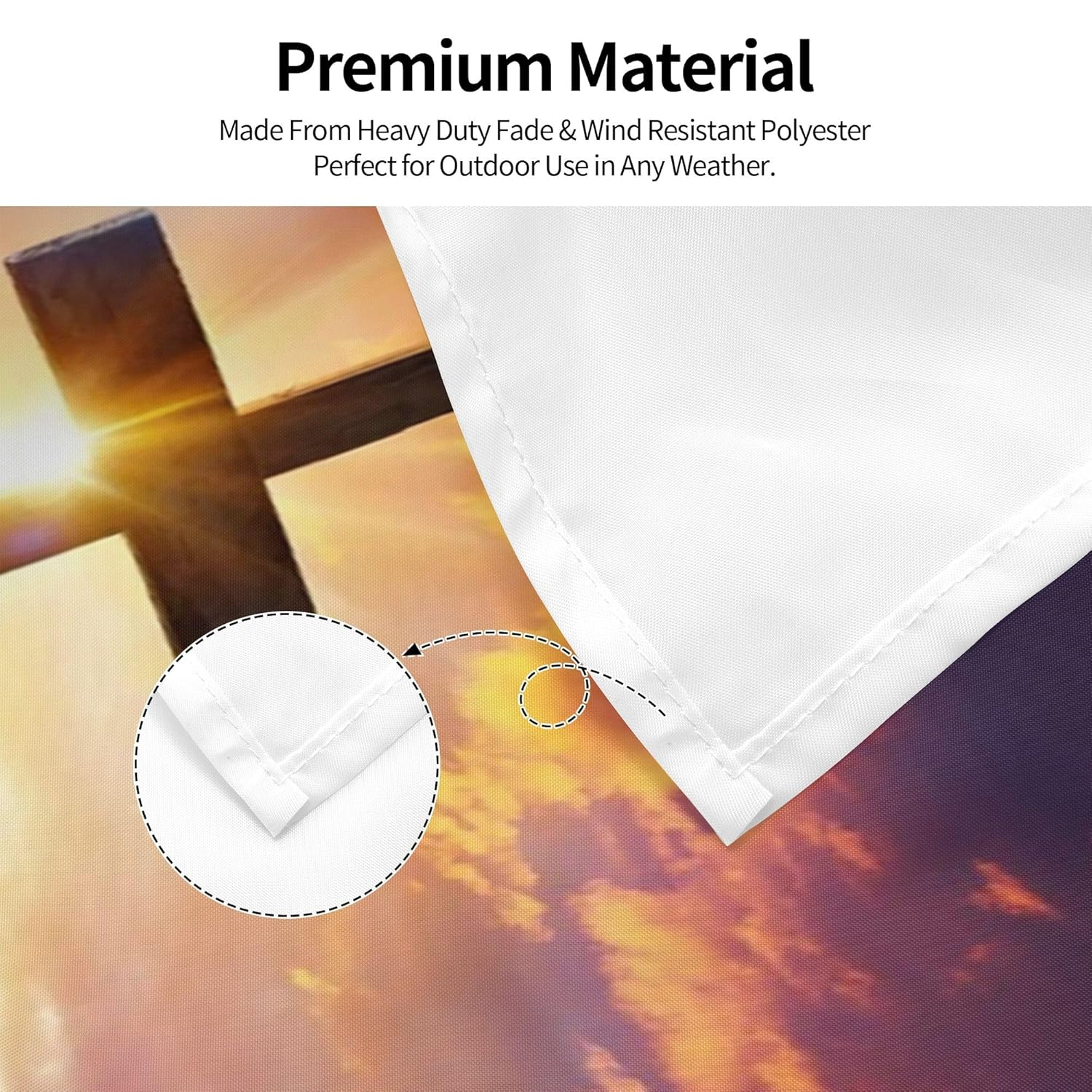 He Is Risen Flag 3X5 Ft Religious Easter Cross Jesus Flag Double Sided Banner，Suitable for Party Decorations Indoor Outdoor Garden Decorations - Flamingo image number 1