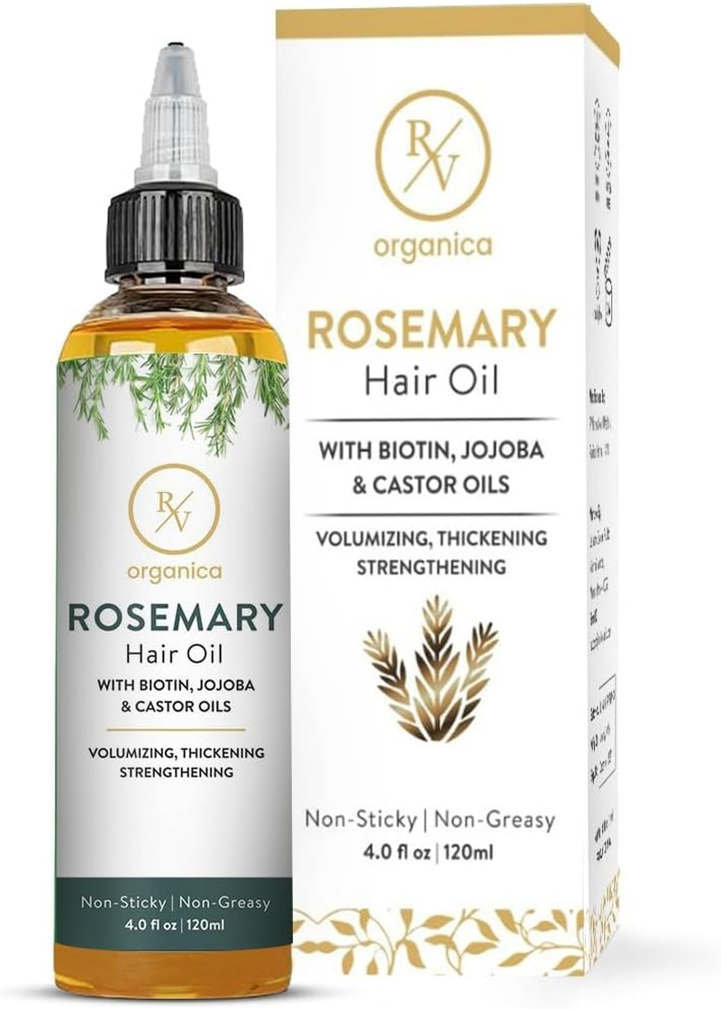 RV Organica Rosemary Oil for Hair | Infused with Biotin Jojoba and Castor Oil | for Strengthen and Thicker Hair | Soothes Dry Scalp | Men and Women Both | 4.05 Fl Oz image number 2