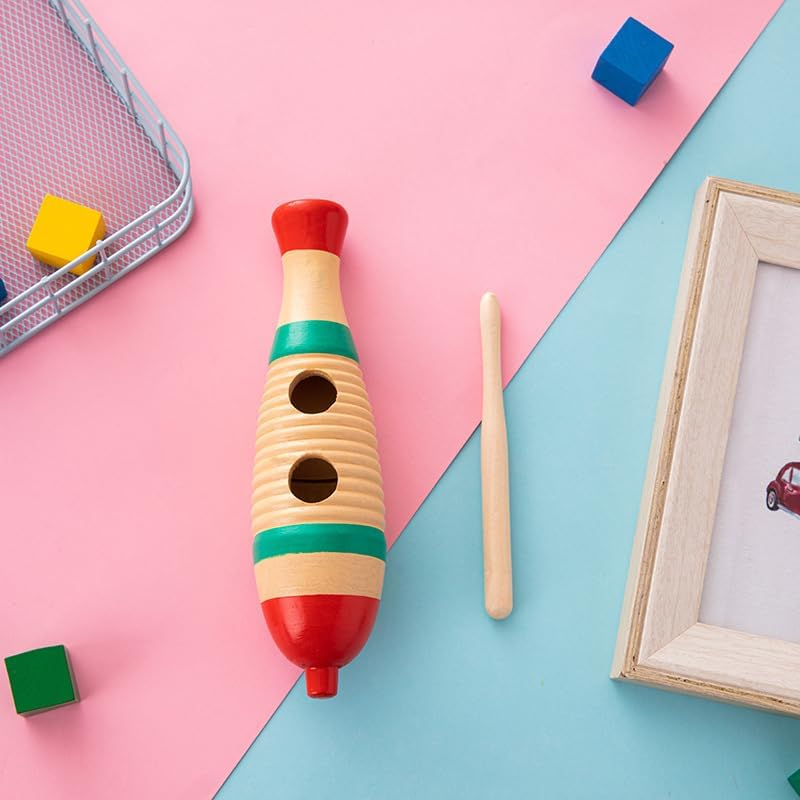 2 Pack Fish Style Guiro Instrument Set, Wood Fish Shape Guiro Hand Percussion Instrument with Rhythm Sticks, Colorful Fish-Shaped Musical Instruments for Adults image number 4