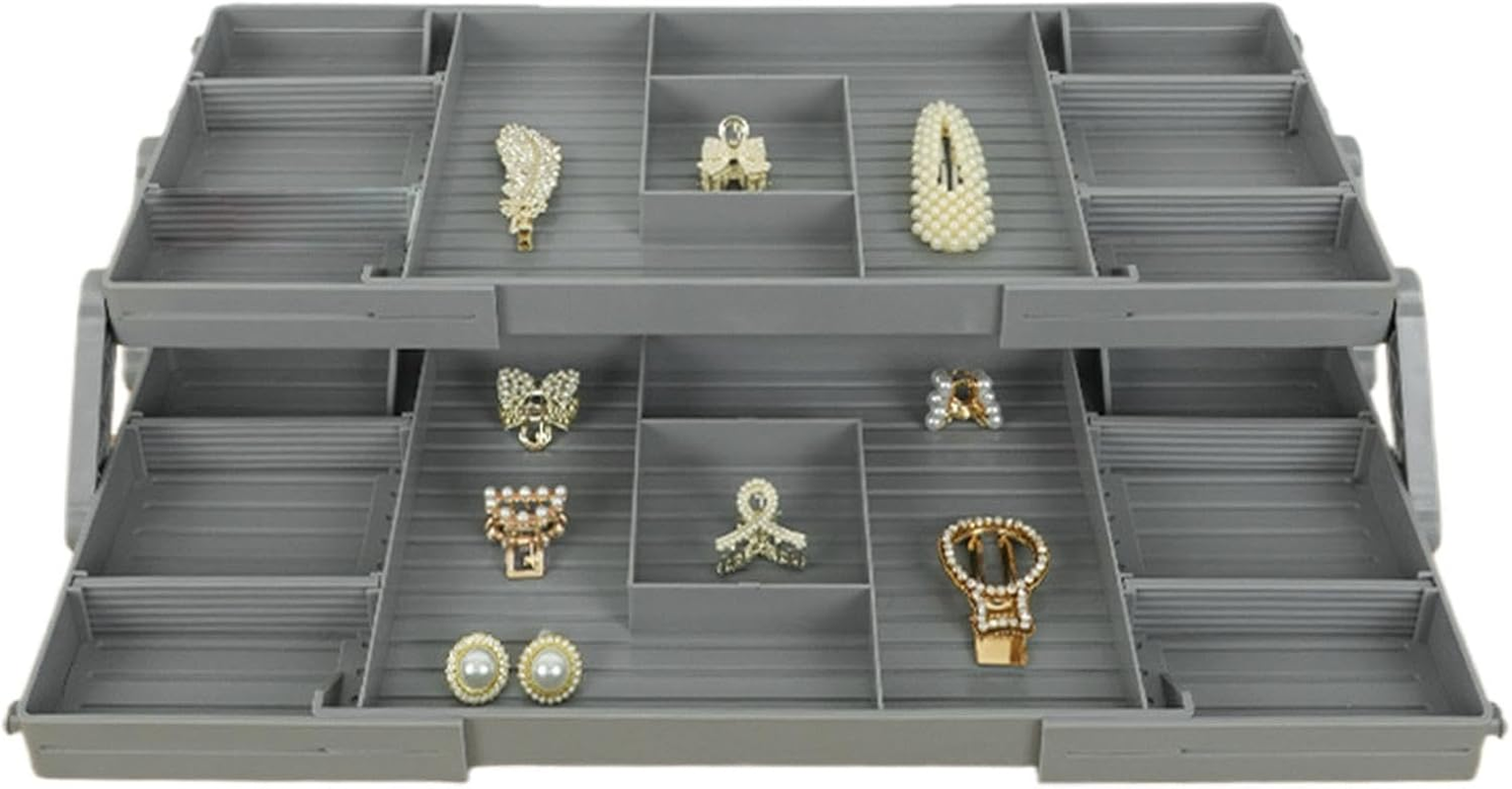 Expandable Drawer Organizer, Nightstand Vanity Desk Jewelry Cosmetic Divider, Foldable Makeup Desk Storage Holder, Space-Saving Solution, Sturdy ABS Material image number 2