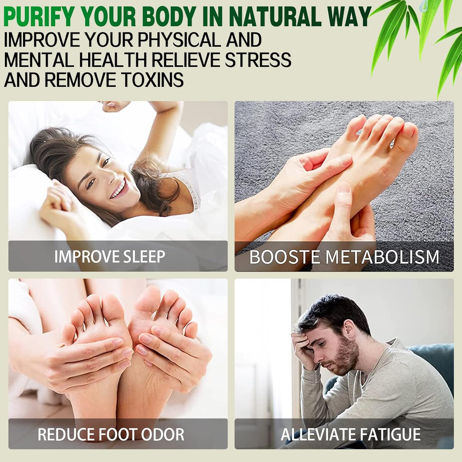 Bandoo Detox Foot Pads to Remove Toxins, 100 Foot Pads & 100 Adhesive Sheets, Deep Cleansing Foot Patches with Natural Bamboo Vinegar, Improve Sleep Quality Enhance Blood Circulation Feet Body Care image number 2