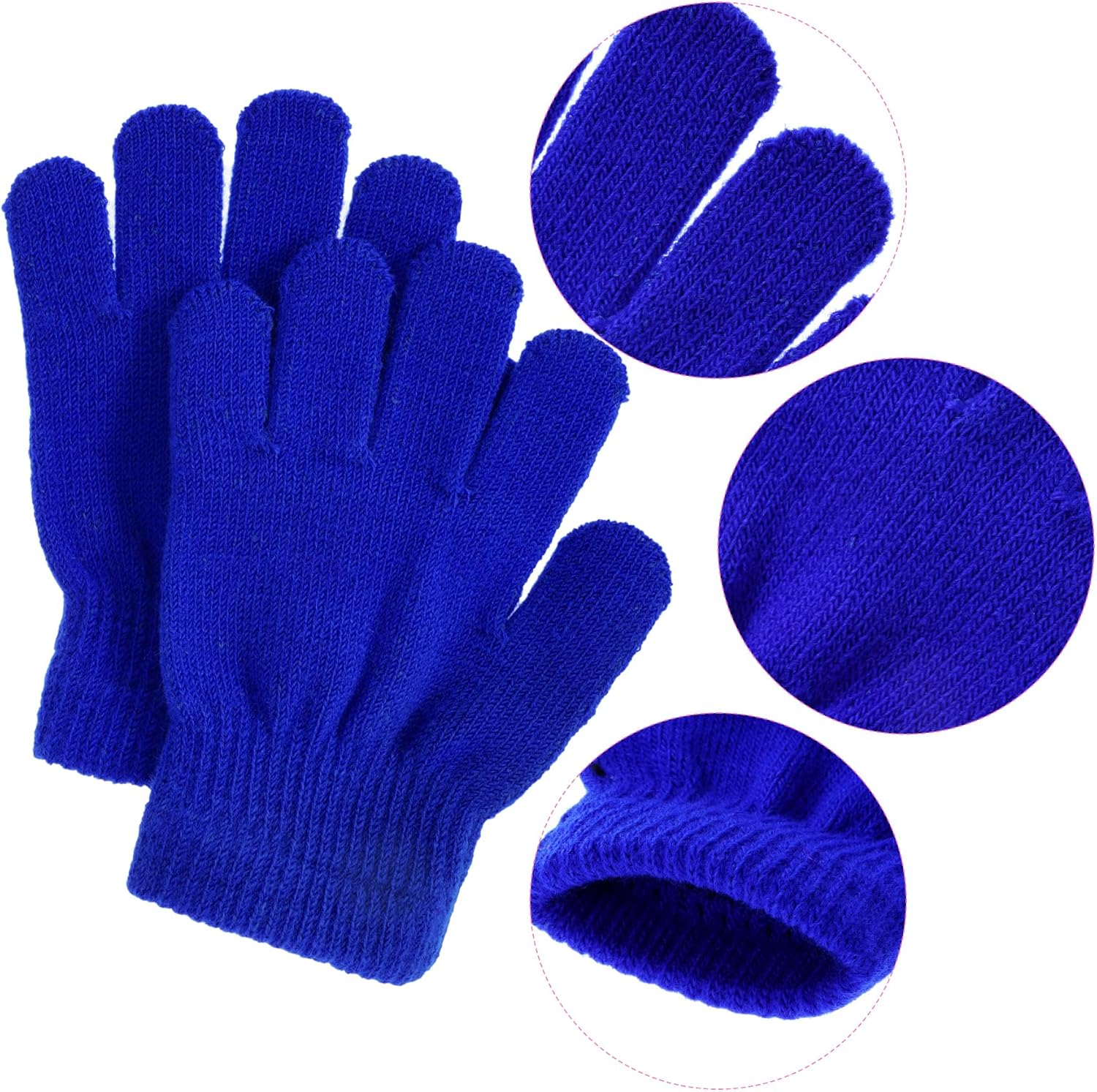 Jiebor 12 Pairs Kids Warm Gloves Winter Gloves Knit Gloves for Boys Girls Children Kids