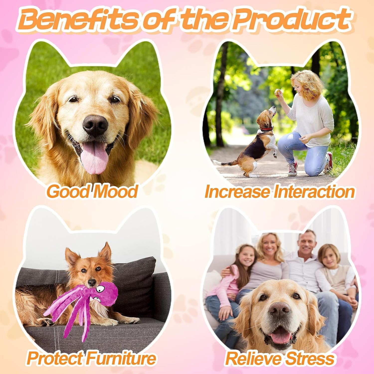 ZERIFAM Squeaky Dog Toys - 3 Piece Set of Octopus Fold Plush Pet Toys without Plush Filling, Durable Interactive Pet Chew Toys for Puppies, and Training for Small and Medium-Sized Dogs image number 1