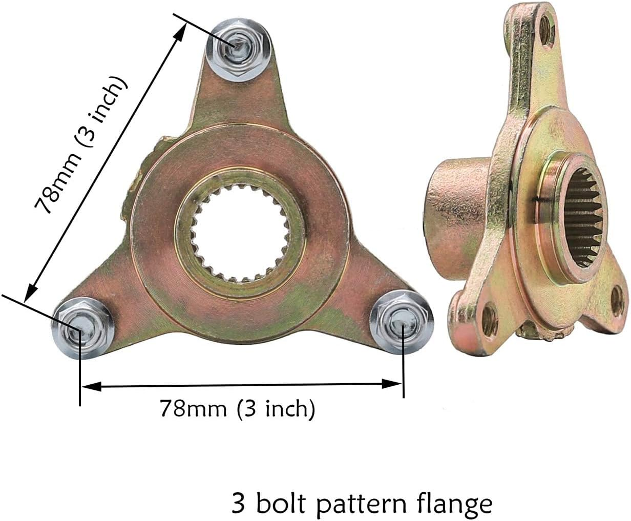 YC Yier 32" Go Kart Rear Live Axle Kit, DIY Parts, 4.10-6" Wheels Tires Rims, Brake Assembly, 3 Stud Wheel Hubs, 428 Sprocket for Mini Bike Drift Trike Golf Cart ATV Quad Buggy image number 3