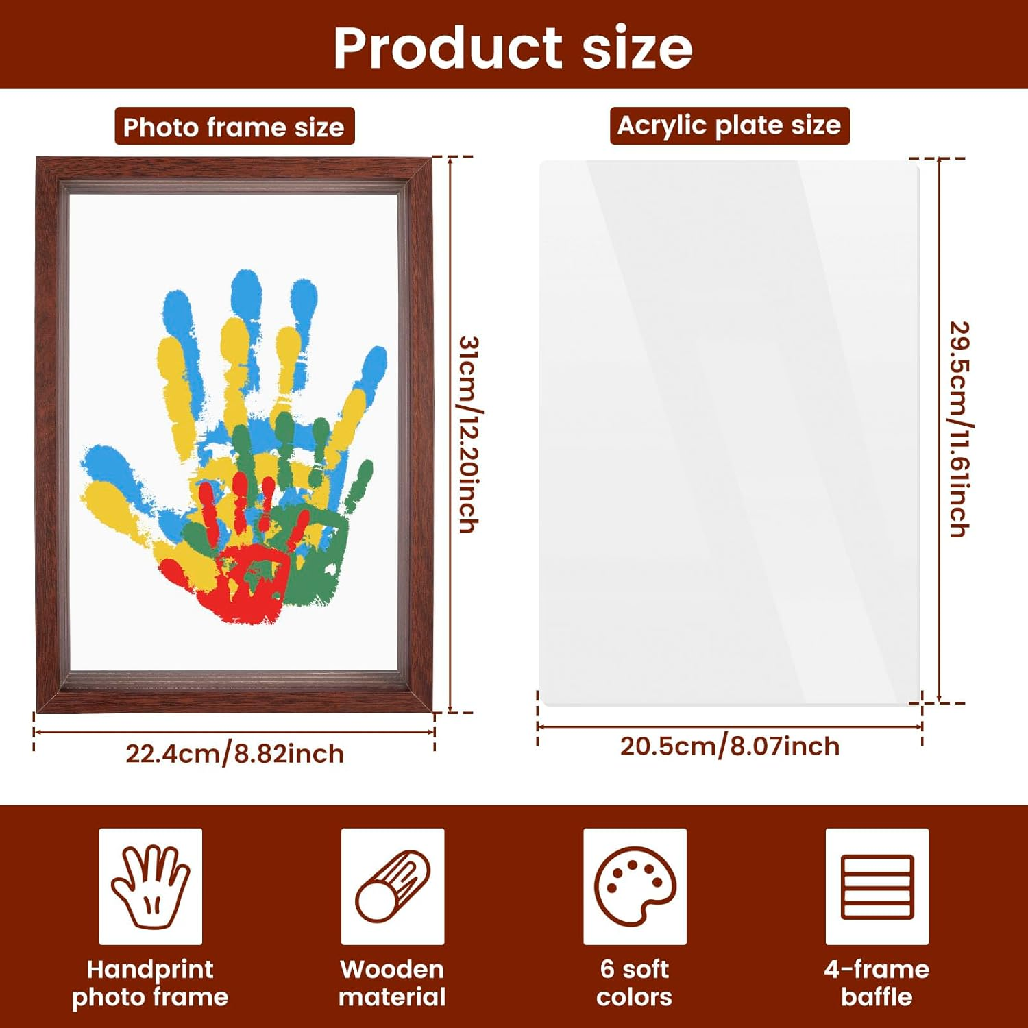 DIY Handprint Kit Baby Handprint and Footprint Keepsake Frame Set DIY Craft Frame with Acrylic Paint for Present image number 6