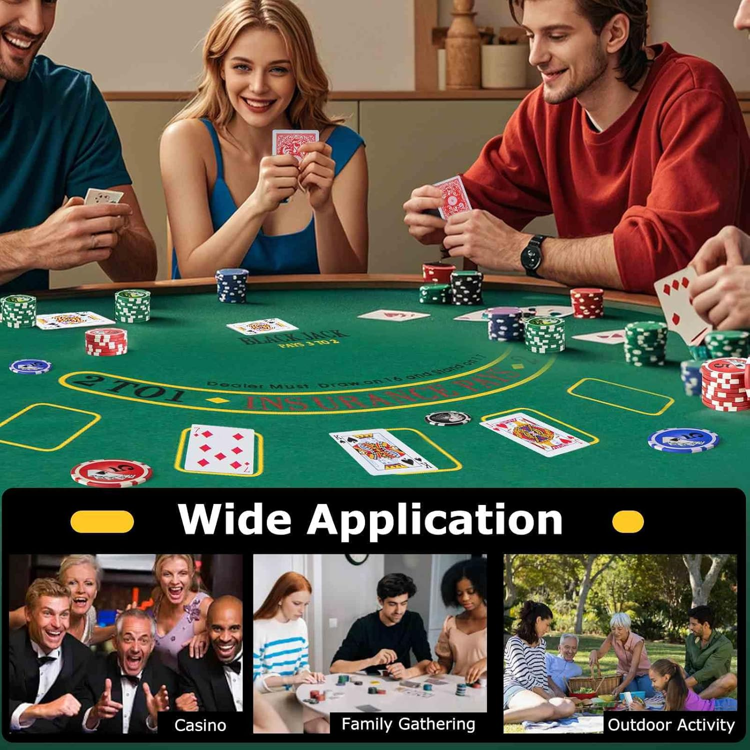 Costway Texas Holdem Poker Chip Set, Casino Poker Chips W/400 Pieces Chips, 2 Deck of Cards & Dealer Button, 5 Dices, Poker Felt, Aluminum Suitcase, Casino Poker Chip Set for Family Night, Travel