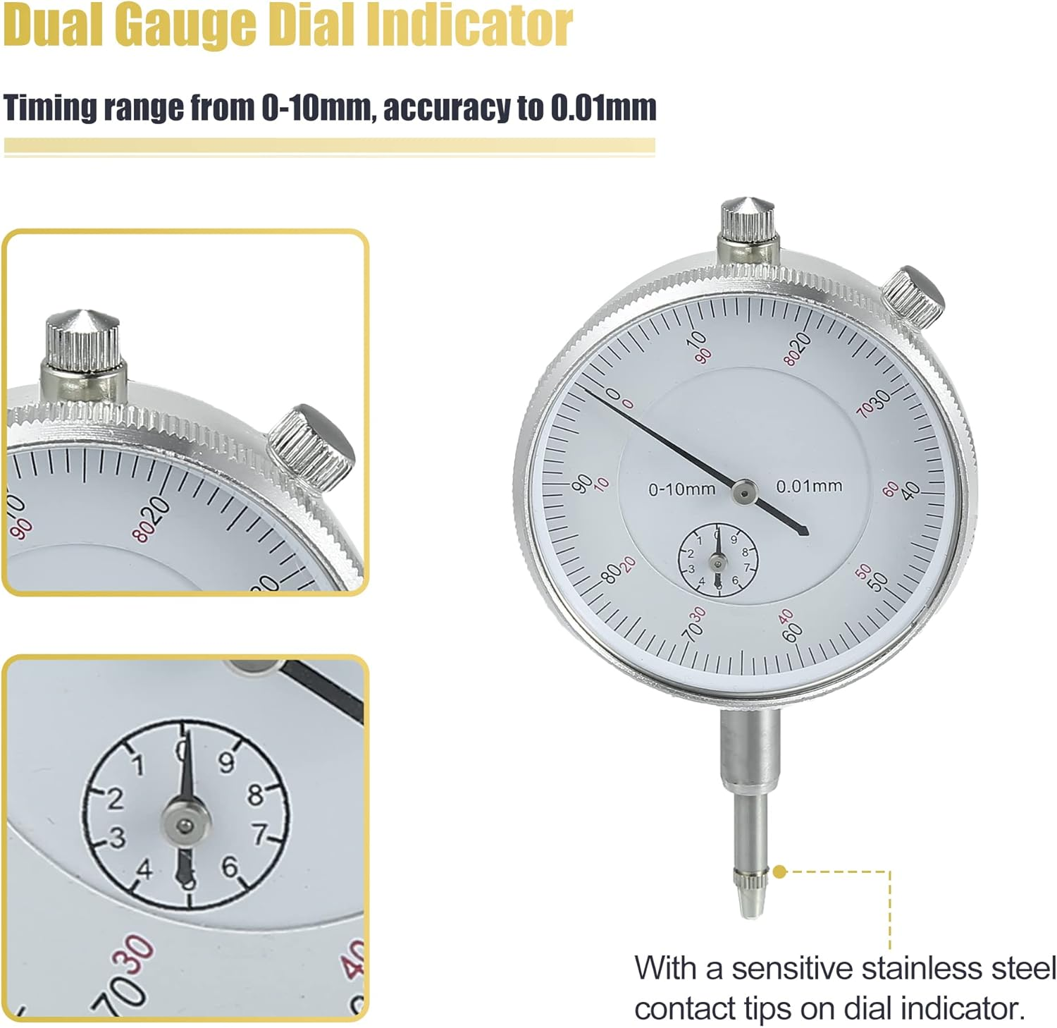 X AUTOHAUX 1 Set Fuel Pump Injection Timing Set up Tool W/Dial Indicator for VE Style Fuel Pumps 0927554011 Diesel Fuel Injector Pump Timing Indicator Dual Guage Indicator for Toyota Black image number 5