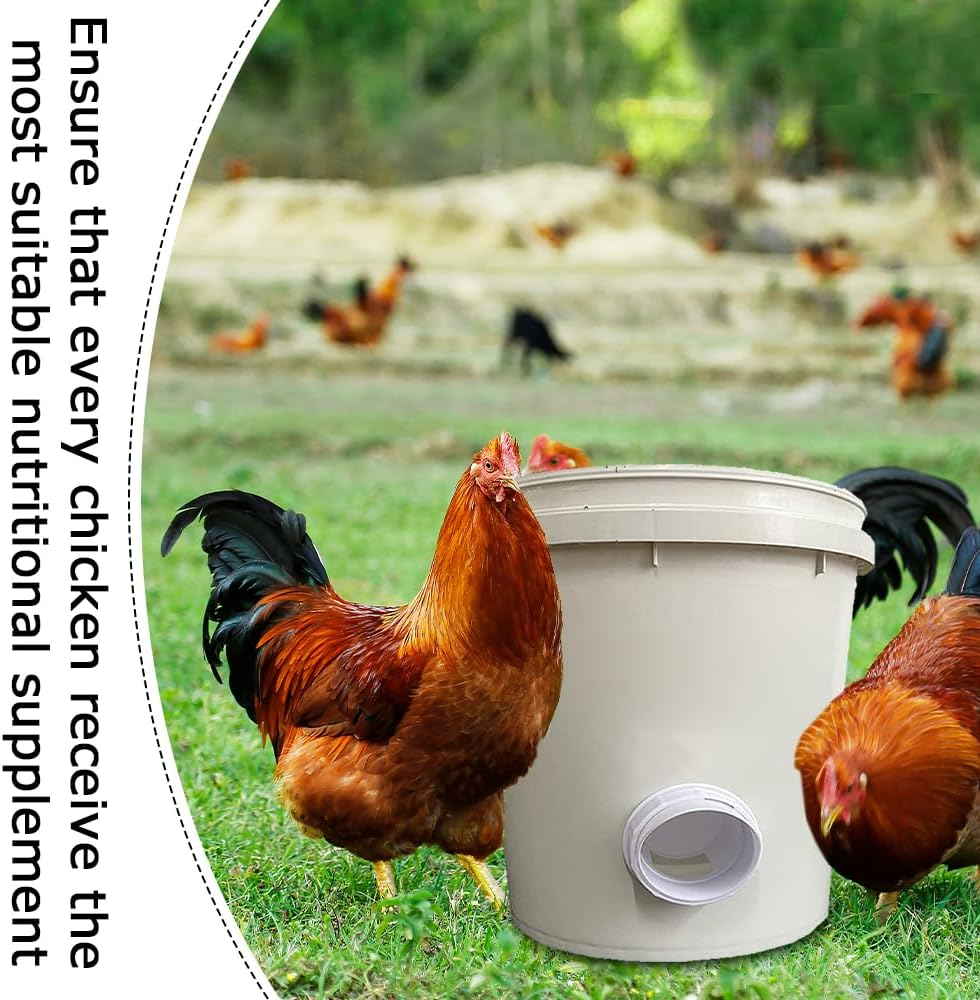 MOTRAIN Chicken Feeder Kit, No Waste Waterproof Automatic Chicken Feeder, Poultry Feeder 4 Ports 1 Hole for Chickens, Duck, Geese, Birds, Quail image number 5