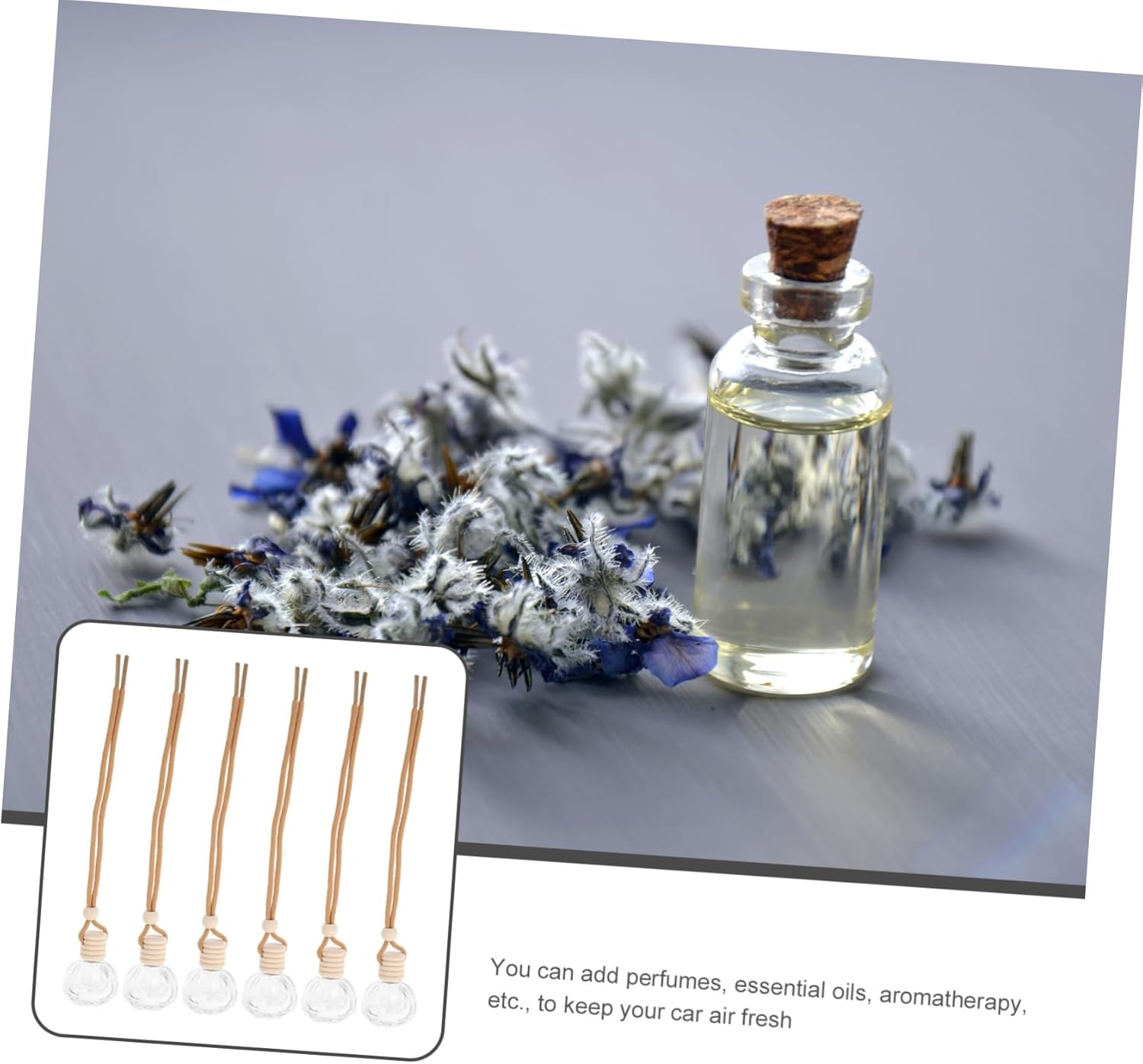 6Pcs Aromatherapy Car Diffuser Bottle Pendants Elegant Hanging Perfume Bottles for Auto Decor Transparent for Office Home and Vehicle Freshening image number 6