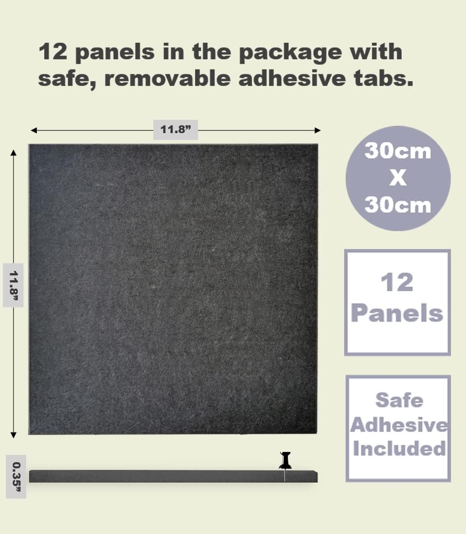 Office Cork Board Alternative | Gray Felt Tiles (12-Pack) | Felt Bulletin Board for Home | Wall Organizer for Office | Large Cork Boards | Pin Board Display | Dart Board Wall Protectors | Gray Black - Light Gray image number 7