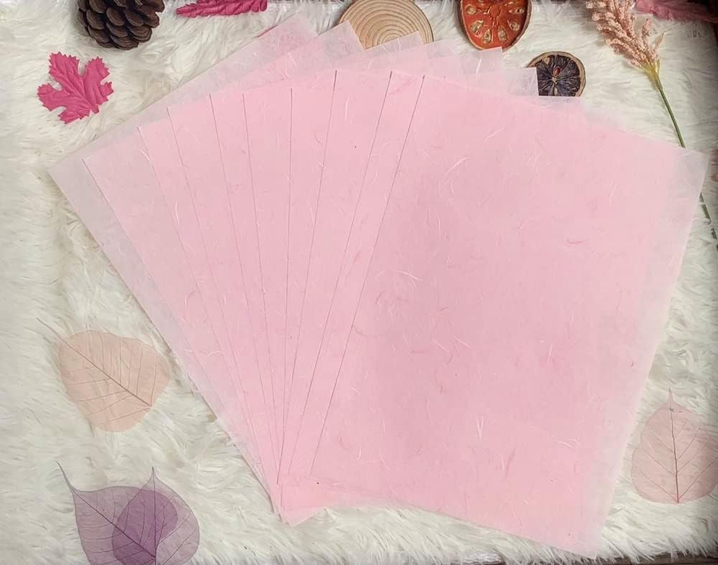 50 Sheets A4 Natural Fiber Mulberry Tree Mulberry Paper Sheets Art Tissue Washi Paper Design Craft Art Origami Suppliers Card Making DIY Crafts (Wedding Tone, A4)