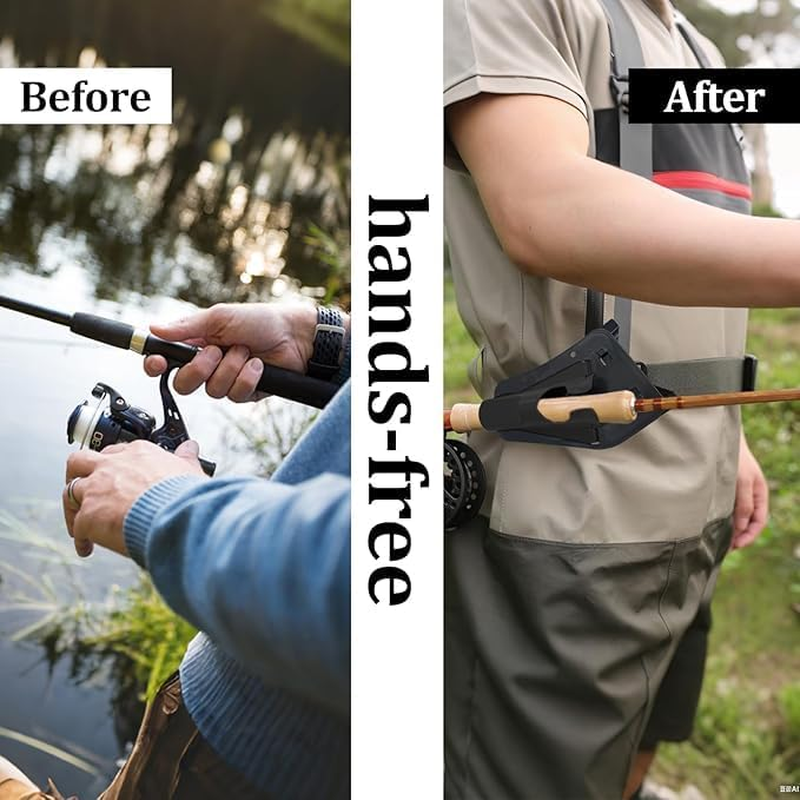 Crovakeu 1PCS Fishing Rod Holster for Belt - Adjustable Waist Mount with Quick Draw Clip | Hands-Free Bank Fishing Accessory, Secure Lock Fits Fly & Surf Rods image number 2