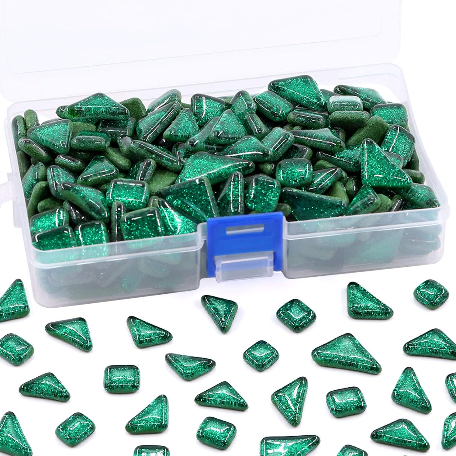 Swpeet 1Ib Glass Mosaic Tiles Pieces Stained Glass for Crafts, Mixed Colors and Patterns (Mosaic Tiles C)