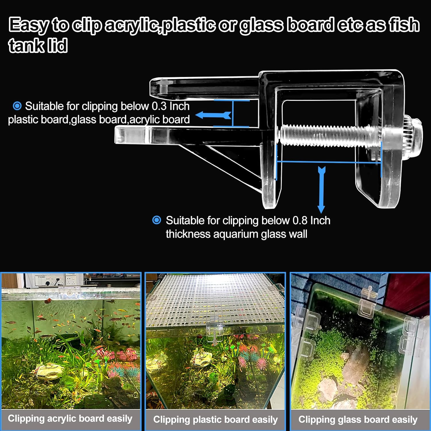 6 Pcs Aquarium Lid Clips Rimless Aquarium Fish Tank Top Cover Lid Hood Support Holder Glass Aquarium Acrylic Fish Tank Top Clip image number 6