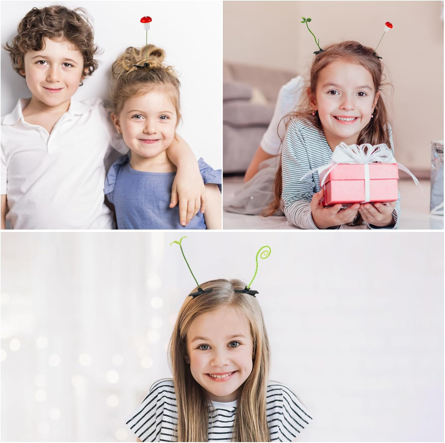 40Pcs Sprout Hair Clips, Funny Cute Plant Hair Accessories Mushroom Bean Sprout Grass Clips for Kids Girls Women Party image number 1