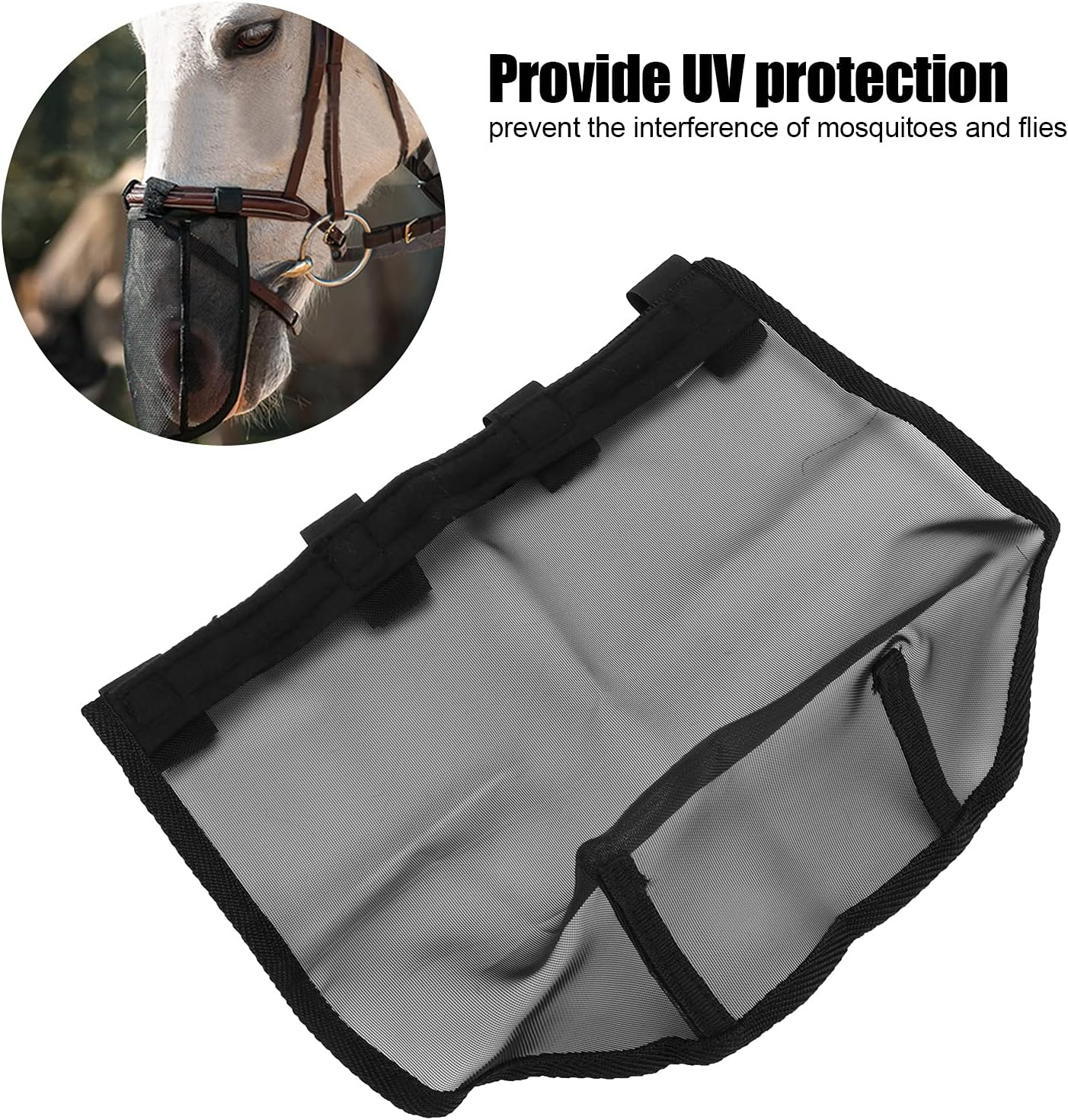 Horse Nose Cover, Horse Fly Nose Net Breathable Horse Nose Fly Cover for Horses Face Protection (M) image number 6