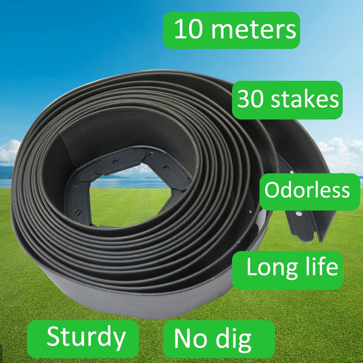 Garden Edge Landscape Edging Border No Dig, Mulch Border, Rubber Landscaping Edging, Flower Bed Edging Borders, Plastic Landscape Edging Kit, Yard Edging Borders (Black-33Feet-Tall Wall) - Black-33Feet-Tall Wall image number 6