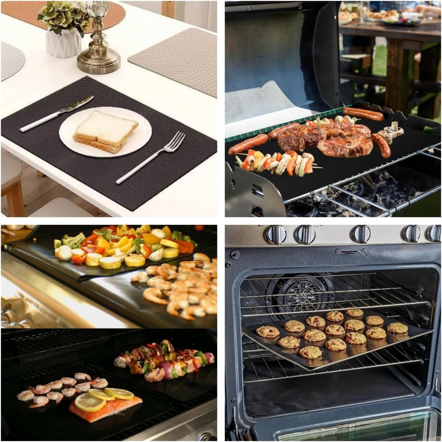 5 Pack Oven Liners for Bottom of Oven-40X33Cm, BBQ Grill Mats for Outdoor Grill, Teflon Oven Liners for Bottom of Oven for Gas, Charcoal, Electric Grill Kitchen Cooking Accessory Reusable image number 3