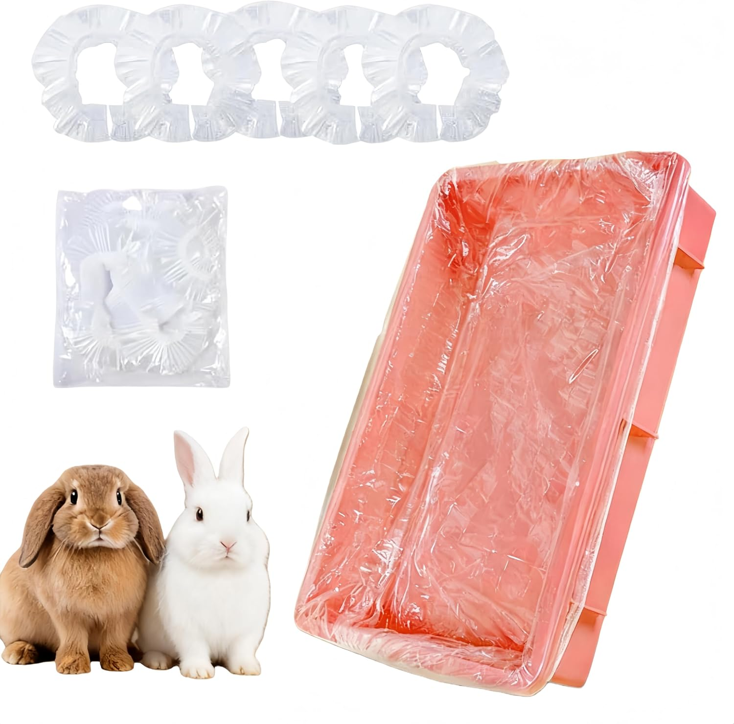 WEBXMZDQ 50 Pcs Universal Pet Cage Pads,Suitable for Small and Large Cages,Elastic PE Tray Cleaning Bags,Leakproof Film for Rabbits,Cats,Dogs，Birds, Parrot, and Animal Cage Accessories