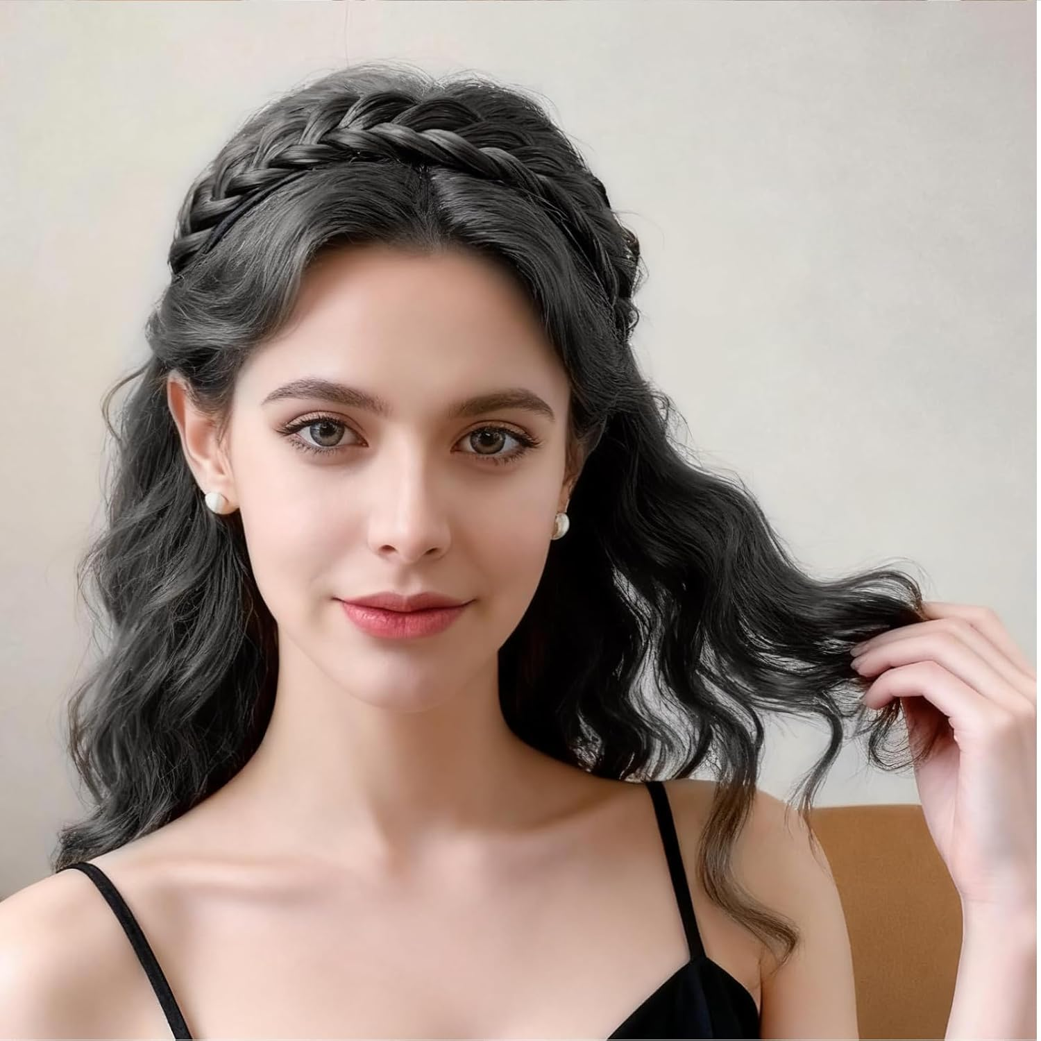 Celblisora Pack of 2 Braided Hair Bands for Women, Handmade Fashionable Braiding Hair Band with Prongs Stretch Headband for Girls, Hair Accessories for Parties and Festivals