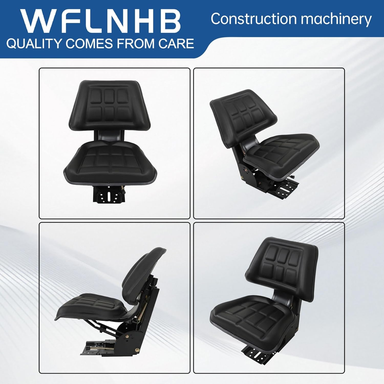 WFLNHB Black Adjustable Tractor Suspension Seat with Tilt Replacement for Massey Ferguson 230 231 234 234H 234S 235 240 245 250 254 255 image number 4