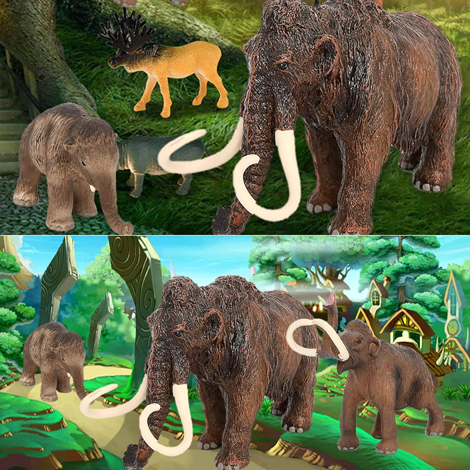 3PCS Figurines Mammoth Family Toys,Realistic Ancient Elephant Figurines Model, Cake Toppers Playset Eduactional Toys Party Playset Toys Ideal Gift image number 2