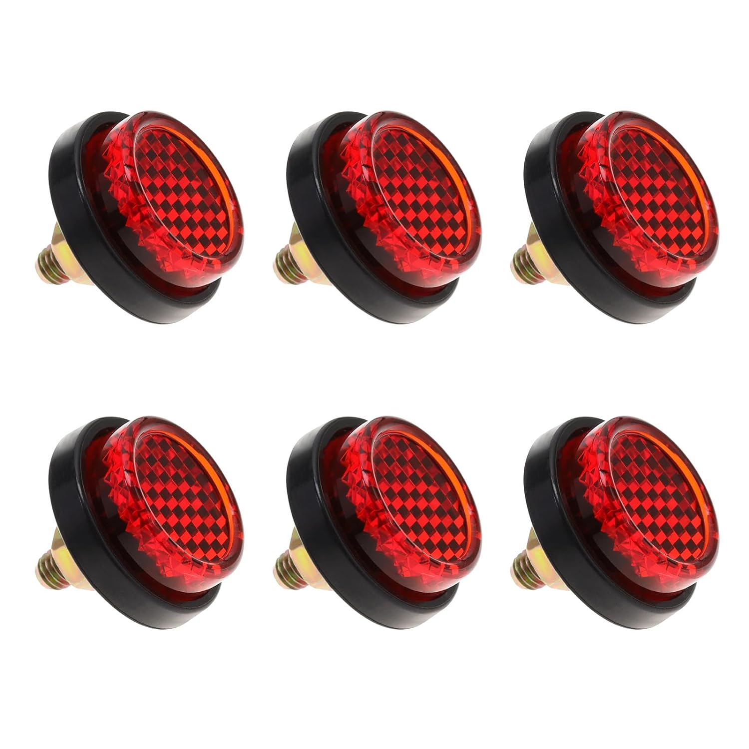 Ecsing 6PCS Red Motorcycle Mini License Plate Reflector M5 Screw Mount round Warning Reflector Tag Bolt for Motorcycle Bicycle Car Tractor Truck Boat