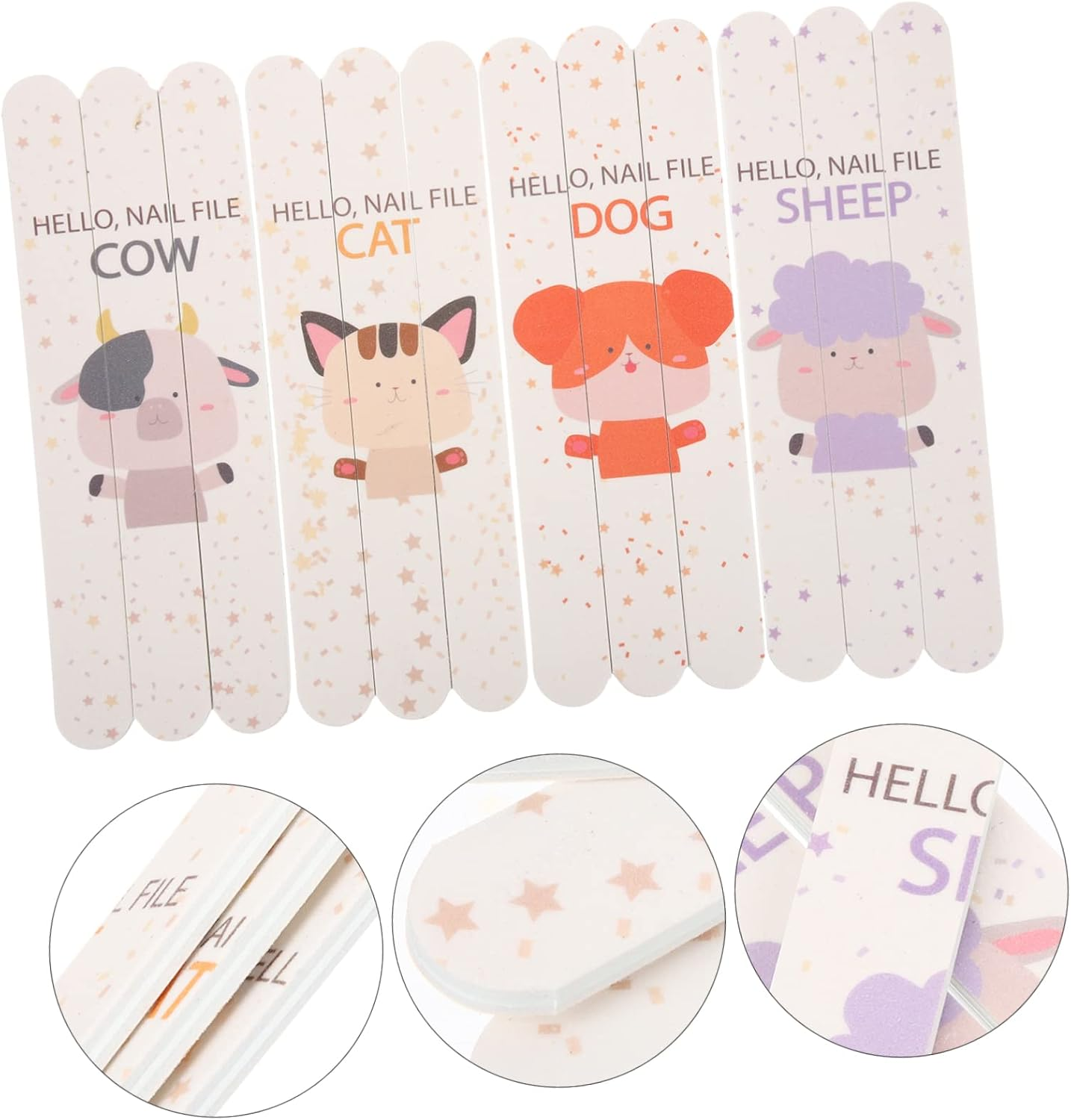 LOORGVEL 12Pcs Animal Nail Files Kit Double Sided Buffer Blocks for Manicure Pedicure image number 2