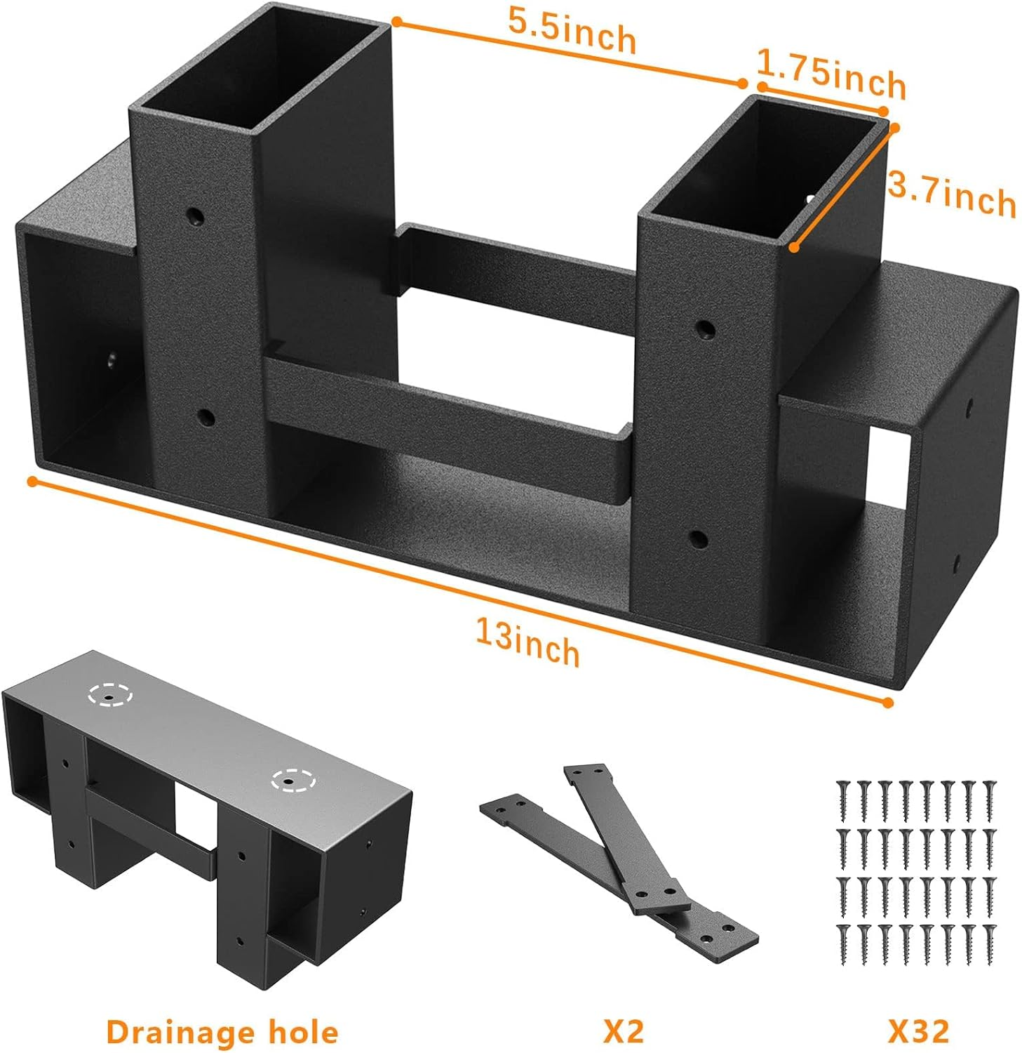Mr IRONSTONE Firewood Rack Outdoor Indoor, Firewood Rack Brackets Kit Adjustable to Any Length, Heavy Duty Fire Wood Storage Racks with 34 Accessories, Fireplace Wood Holder for Patio Deck - Black image number 2