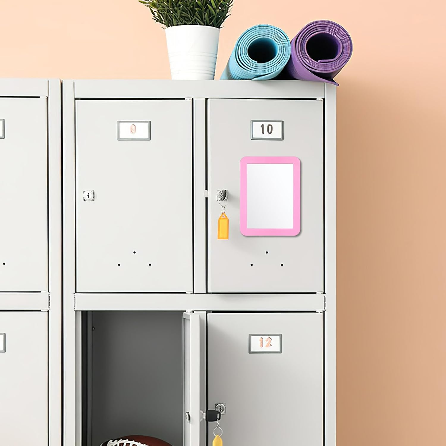 LRXIYODE Magnetic Locker Mirror for Metal Surfaces Rectangular Dressing Mirror with Stable Base for Bedroom Bathroom Countertop Portable image number 3