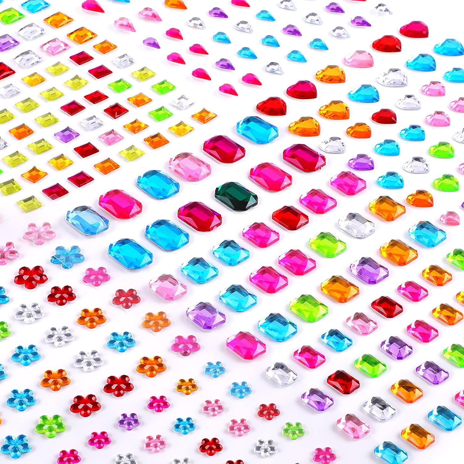 6 Sheets of Rhinestone Stickers, Self-Adhesive Rhinestones with Tweezers, Various Sizes, Self-Adhesive Rhinestones, for DIY (Pack of 528)