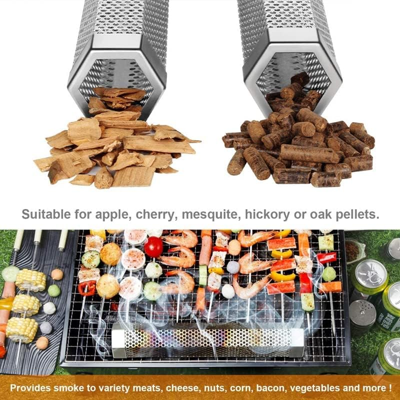 Hexagon BBQ Smoker Tube Stainless Steel Grill Accessory Smoking Box Long Lasting, 6"/12" Sizes, Ideal for All Grill Types image number 3